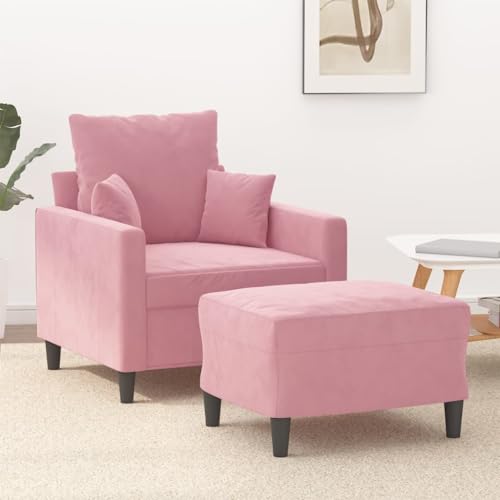 LVHUIDEH Moderne Samt Sofa für Wohnzimmer Büro, Sessel mit Hocker, 78 x 77 x 80 cm, Samt (100% Polyester), Metall, Textilene, Sperrholz von LVHUIDEH