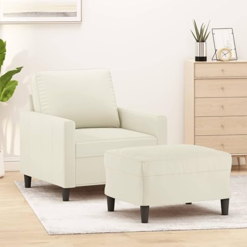 LVHUIDEH Moderne Samt Sofa für Wohnzimmer Büro, Sessel mit Hocker, 78 x 77 x 80 cm, Samt (100% Polyester), Metall, Textilene, Sperrholz von LVHUIDEH
