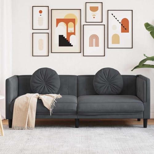 LVHUIDEH Moderne Sofa für Wohnzimmer Büro, 3-Sitzer-Sofa mit Kissen, 193,5 x 77 x 70 cm, Samt (100% Polyester), Sperrholz, Massivholz von LVHUIDEH