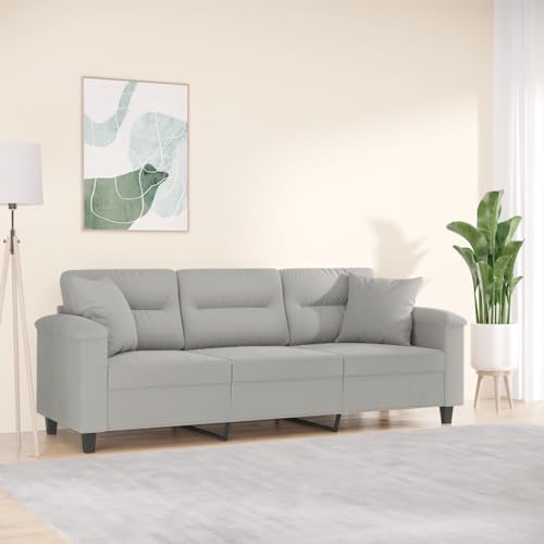 LVHUIDEH Moderne Sofa für Wohnzimmer Büro, 3-Sitzer-Sofa mit Zierkissen, 210 x 77 x 80 cm, Mikrofasergewebe (100% Polyester), Metall, Textilene von LVHUIDEH