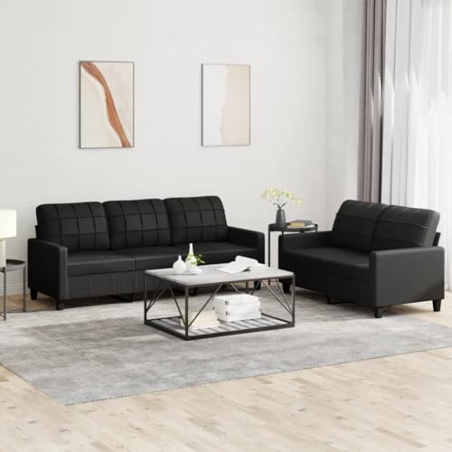 LVHUIDEH Moderne Sofagarnitur für Wohnzimmer Büro, 2er Set, Sofa Set(2-Sitzer + 3-Sitzer) mit Kissen, 198 x 77 x 80 cm, Kunstleder von LVHUIDEH