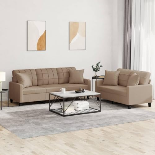 LVHUIDEH Moderne Sofagarnitur für Wohnzimmer Büro, 2er Set, Sofa Set(2-Sitzer + 3-Sitzer) mit Kissen, 198 x 77 x 80 cm, Kunstleder von LVHUIDEH