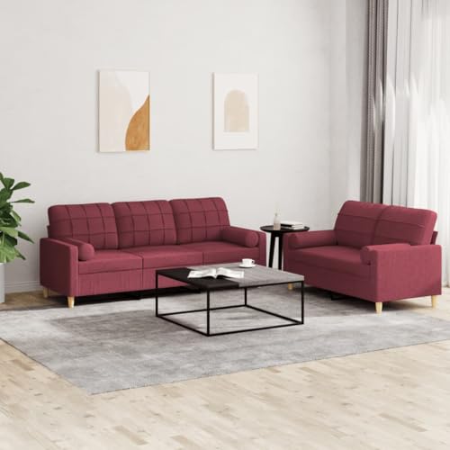 LVHUIDEH Moderne Sofagarnitur für Wohnzimmer Büro, 2er Set, Sofa Set(2-Sitzer + 3-Sitzer) mit Kissen, 198 x 77 x 80 cm, Stoff von LVHUIDEH
