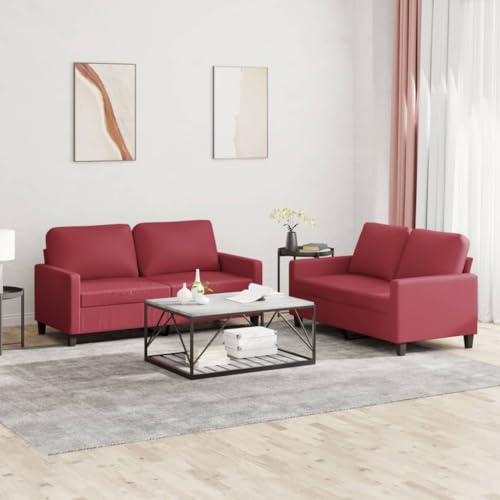 LVHUIDEH Moderne Sofagarnitur für Wohnzimmer Büro, 2er Set, Sofa Set(2 x 2-Sitzer-Sofa) mit Kissen, 158 x 77 x 80 cm, Kunstleder von LVHUIDEH