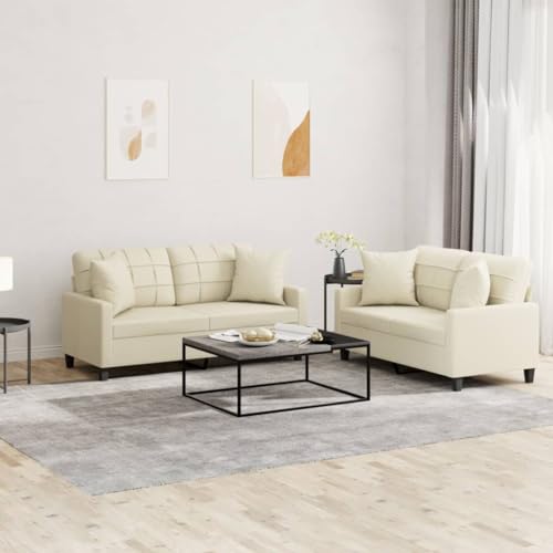 LVHUIDEH Moderne Sofagarnitur für Wohnzimmer Büro, 2er Set, Sofa Set(2 x 2-Sitzer-Sofa) mit Kissen, 158 x 77 x 80 cm, Kunstleder von LVHUIDEH