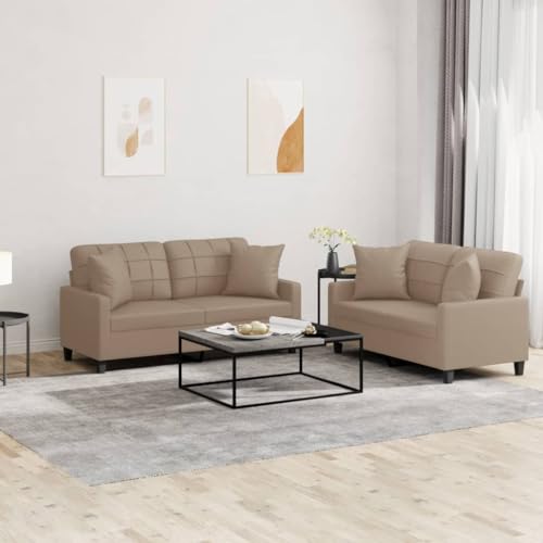 LVHUIDEH Moderne Sofagarnitur für Wohnzimmer Büro, 2er Set, Sofa Set(2 x 2-Sitzer-Sofa) mit Kissen, 158 x 77 x 80 cm, Kunstleder von LVHUIDEH