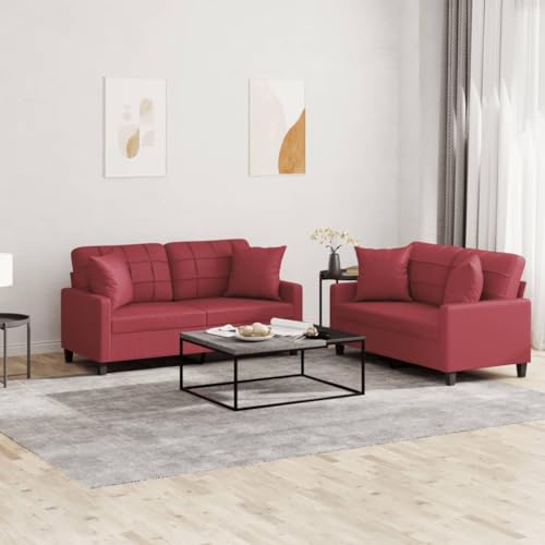 LVHUIDEH Moderne Sofagarnitur für Wohnzimmer Büro, 2er Set, Sofa Set(2 x 2-Sitzer-Sofa) mit Kissen, 158 x 77 x 80 cm, Kunstleder von LVHUIDEH