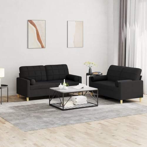 LVHUIDEH Moderne Sofagarnitur für Wohnzimmer Büro, 2er Set, Sofa Set(2 x 2-Sitzer-Sofa) mit Kissen, 158 x 77 x 80 cm, Stoff von LVHUIDEH