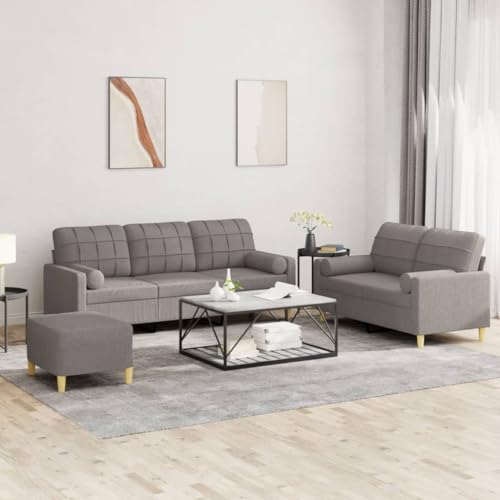 LVHUIDEH Moderne Sofagarnitur für Wohnzimmer Büro, 3er Set, Sofa Set(2-Sitzer + 3-Sitzer + Fußhocker) mit Kissen, 198 x 77 x 80 cm, Stoff von LVHUIDEH