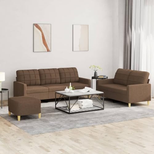 LVHUIDEH Moderne Sofagarnitur für Wohnzimmer Büro, 3er Set, Sofa Set(2-Sitzer + 3-Sitzer + Fußhocker) mit Kissen, 198 x 77 x 80 cm, Stoff von LVHUIDEH