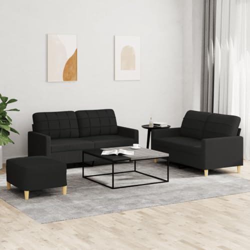 LVHUIDEH Moderne Sofagarnitur für Wohnzimmer Büro, 3er Set, Sofa Set(2 x 2-Sitzer-Sofa + Fußhocker) mit Kissen, 158 x 77 x 80 cm, Stoff von LVHUIDEH