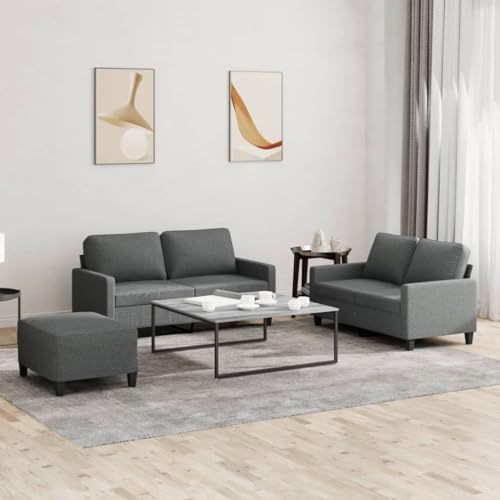 LVHUIDEH Moderne Sofagarnitur für Wohnzimmer Büro, 3er Set, Sofa Set(2 x 2-Sitzer-Sofa + Fußhocker) mit Kissen, 158 x 77 x 80 cm, Stoff von LVHUIDEH