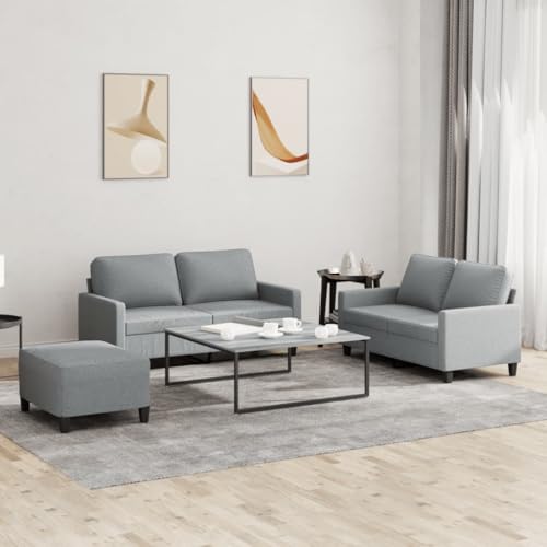 LVHUIDEH Moderne Sofagarnitur für Wohnzimmer Büro, 3er Set, Sofa Set(2 x 2-Sitzer-Sofa + Fußhocker) mit Kissen, 158 x 77 x 80 cm, Stoff von LVHUIDEH