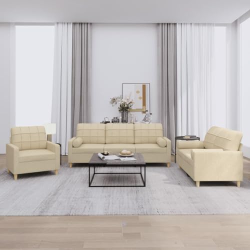 LVHUIDEH Moderne Sofagarnitur für Wohnzimmer Büro, 3er Set, Sofa Set(Sessel + 2-Sitzer + 3-Sitzer) mit Kissen, 198 x 77 x 80 cm, Stoff von LVHUIDEH