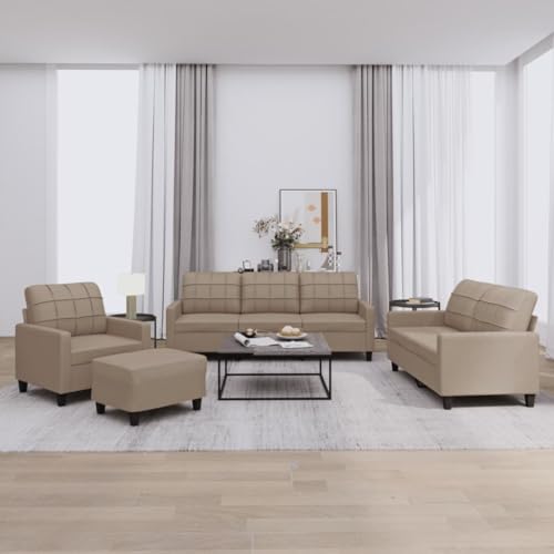 LVHUIDEH Moderne Sofagarnitur für Wohnzimmer Büro, 4er Set, Sofa Set(Sessel + 2-Sitzer + 3-Sitzer + Fußhocker) mit Kissen, 198 x 77 x 80 cm, Kunstleder von LVHUIDEH