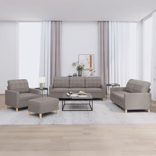 LVHUIDEH Moderne Sofagarnitur für Wohnzimmer Büro, 4er Set, Sofa Set(Sessel + 2-Sitzer + 3-Sitzer + Fußhocker) mit Kissen, 198 x 77 x 80 cm, Stoff von LVHUIDEH