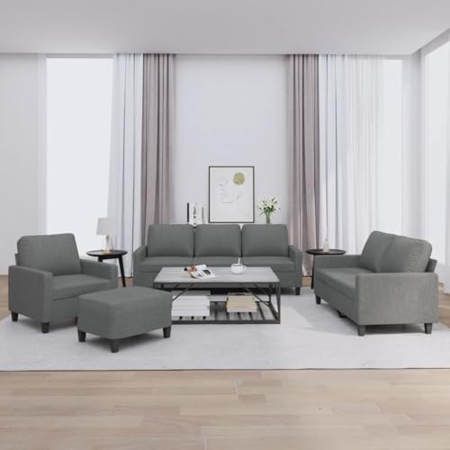 LVHUIDEH Moderne Sofagarnitur für Wohnzimmer Büro, 4er Set, Sofa Set(Sessel + 2-Sitzer + 3-Sitzer + Fußhocker) mit Kissen, 198 x 77 x 80 cm, Stoff von LVHUIDEH