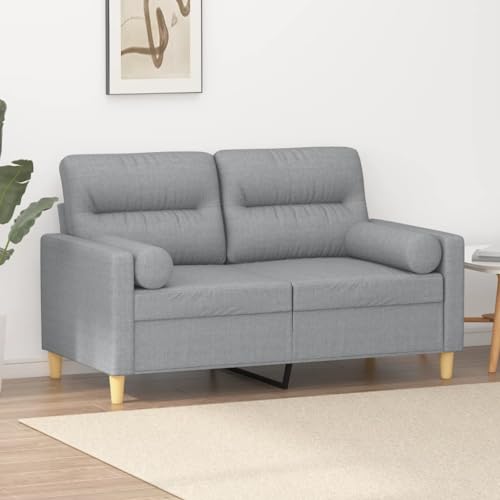LVHUIDEH Moderne Stoff Sofa für Wohnzimmer Büro, 2-Sitzer-Sofa mit Zierkissen, 138 x 77 x 80 cm, Stoff (100% Polyester), Metall, Textilene von LVHUIDEH