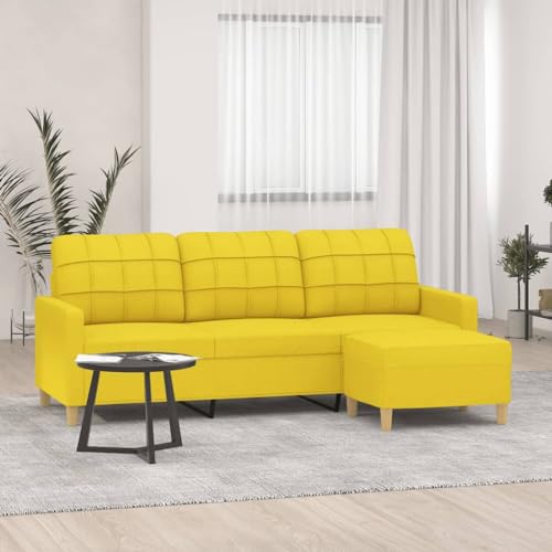 LVHUIDEH Moderne Stoff Sofa für Wohnzimmer Büro, 3-Sitzer-Sofa mit Hocker, 198 x 77 x 80 cm, Stoff (100% Polyester), Metall, Textilene, Sperrholz von LVHUIDEH