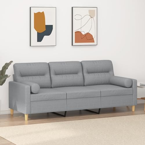 LVHUIDEH Moderne Stoff Sofa für Wohnzimmer Büro, 3-Sitzer-Sofa mit Zierkissen, 198 x 77 x 80 cm, Stoff (100% Polyester), Metall, Textilene von LVHUIDEH