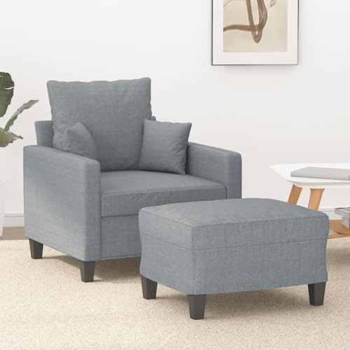 LVHUIDEH Moderne Stoff Sofa für Wohnzimmer Büro, Sessel mit Hocker, 78 x 77 x 80 cm, Stoff (100% Polyester), Metall, Textilene, Sperrholz von LVHUIDEH