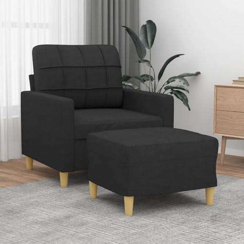LVHUIDEH Moderne Stoff Sofa für Wohnzimmer Büro, Sessel mit Hocker, 78 x 77 x 80 cm, Stoff (100% Polyester), Metall, Textilene, Sperrholz von LVHUIDEH