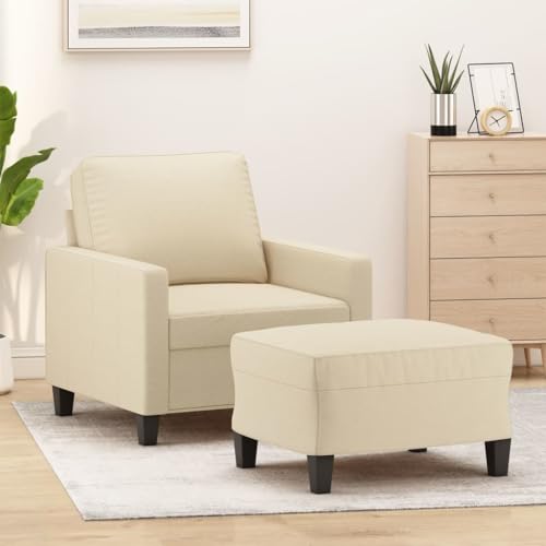 LVHUIDEH Moderne Stoff Sofa für Wohnzimmer Büro, Sessel mit Hocker, 78 x 77 x 80 cm, Stoff (100% Polyester), Metall, Textilene, Sperrholz von LVHUIDEH