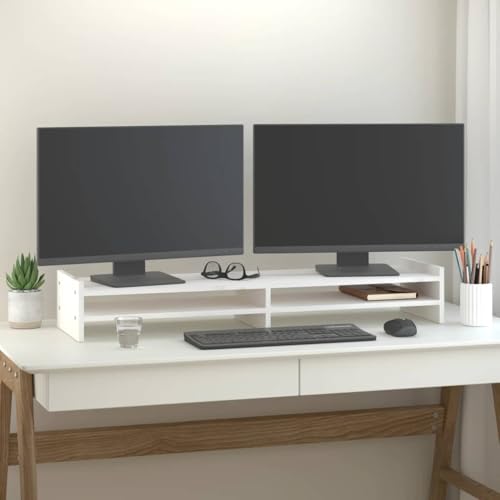 LVHUIDEH Monitorständer, Monitorerhöhung, Bildschirmerhöhung, Schreibtischlift, Erhöhung für Laptop, Computer, Notebook, PC, 100 x 27 x 15 cm, Massivholz Kiefer von LVHUIDEH