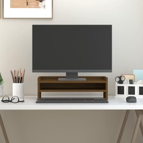 LVHUIDEH Monitorständer, Monitorerhöhung, Bildschirmerhöhung, Schreibtischlift, Erhöhung für Laptop, Computer, Notebook, PC, 50 x 24 x 16 cm, Massivholz Kiefer von LVHUIDEH