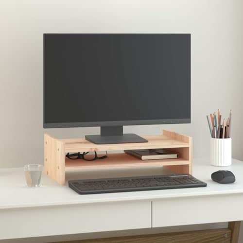 LVHUIDEH Monitorständer, Monitorerhöhung, Bildschirmerhöhung, Schreibtischlift, Erhöhung für Laptop, Computer, Notebook, PC, 50 x 27 x 15 cm, Massivholz Kiefer von LVHUIDEH