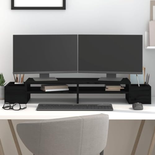 LVHUIDEH Monitorständer mit Ablagefächer, Monitorerhöhung, Bildschirmerhöhung, Schreibtischlift, Erhöhung für Laptop, Computer, Notebook, PC, 100 x 27.5 x 15 cm, Massivholz Kiefer von LVHUIDEH