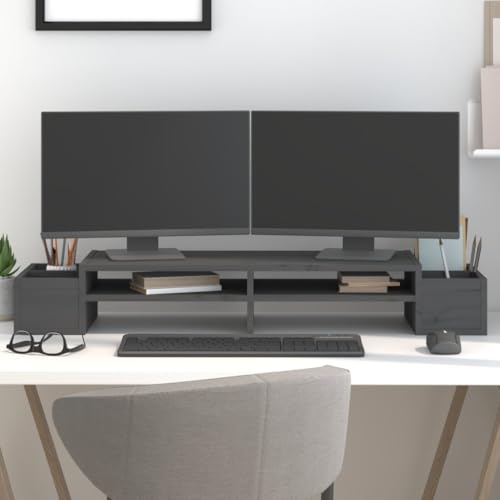 LVHUIDEH Monitorständer mit Ablagefächer, Monitorerhöhung, Bildschirmerhöhung, Schreibtischlift, Erhöhung für Laptop, Computer, Notebook, PC, 100 x 27.5 x 15 cm, Massivholz Kiefer von LVHUIDEH