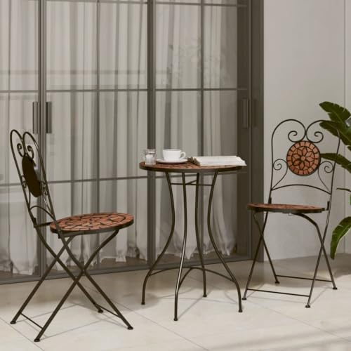 LVHUIDEH Mosaik-Bistro-Set Terrakottarot Eisen und Keramik von LVHUIDEH
