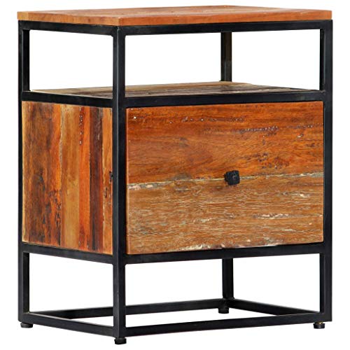 LVHUIDEH Nachttisch mit 1 Schublade und 1 Fach, Beistelltisch, kompakte Nachtschrank, Telefontisch, Nachtkonsole für Schlafzimmer Wohnzimmer, 40 x 30 x 50 cm, Massives Altholz und Stahl LVHUIDEH Nachttisch mit 1 Schublade und 1 Fach, Beistelltisch, kompakte Nachtschrank, Telefontisch, Nachtkonsole für Schlafzimmer Wohnzimmer, 40 x 30 x 50 cm, Massives Altholz und Stahl von LVHUIDEH