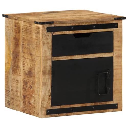 LVHUIDEH Nachttisch mit 1 Schublade und 1 Tür, Beistelltisch, Kommode, kompakte Nachtschrank, Telefontisch, Nachtkonsole für Schlafzimmer Wohnzimmer, 45 x 40 x 45 cm, Massivholz Mango+Eisen LVHUIDEH Nachttisch mit 1 Schublade und 1 Tür, Beistelltisch, Kommode, kompakte Nachtschrank, Telefontisch, Nachtkonsole für Schlafzimmer Wohnzimmer, 45 x 40 x 45 cm, Massivholz Mango+Eisen von LVHUIDEH