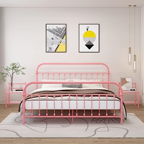 LVHUIDEH Nachttisch mit Glasablage, 2er Set, Beistelltisch, kompakte Nachtschrank, Telefontisch, Nachtkonsole für Schlafzimmer Wohnzimmer, 45 x 34.5 x 60.5 cm, Metall und Glas von LVHUIDEH