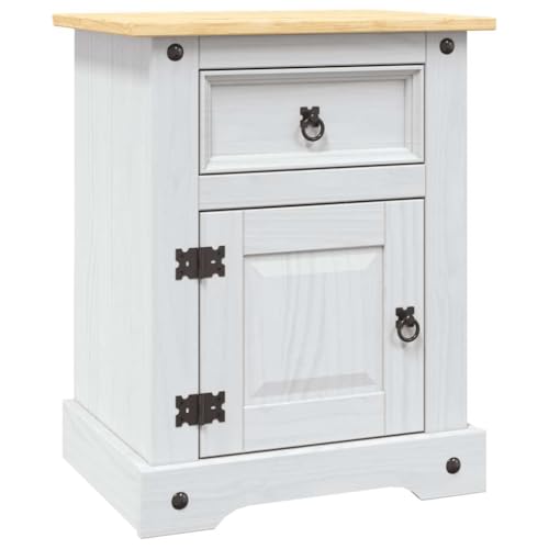LVHUIDEH Nachttisch mit Schublade und Tür, Beistelltisch, kompakte Nachtschrank, Nachtkonsole für Schlafzimmer Wohnzimmer, Mexiko-Stil, 53 x 39 x 67 cm, Massives Kiefernholz von LVHUIDEH