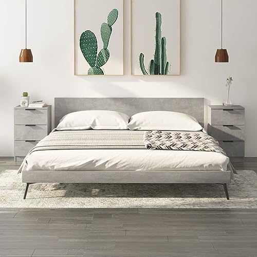 LVHUIDEH Nachttische 2er Set Betongrau 40x36x65 cm von LVHUIDEH