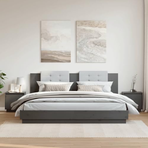 LVHUIDEH Nachttische 2er Set Grau 40x30x40 cm Massivholz Kiefer von LVHUIDEH