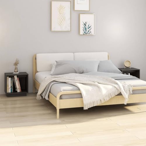 LVHUIDEH Nachttische 2er Set Grau 40x30x40 cm Massivholz Kiefer von LVHUIDEH