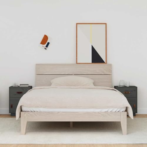 LVHUIDEH Nachttische 2er Set Grau 40x34x55 cm Massivholz Kiefer von LVHUIDEH