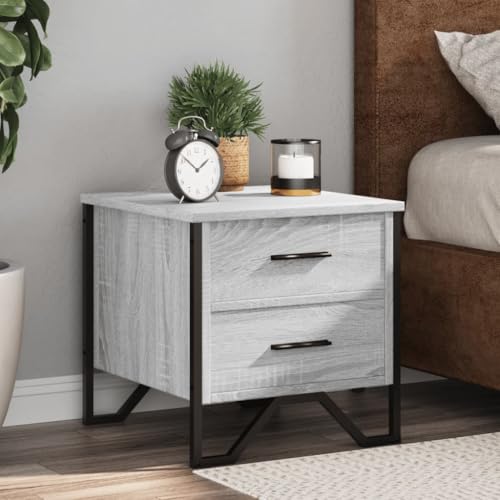 LVHUIDEH Nachttische 2er Set Grau Sonoma 40x41x40 cm Holzwerkstoff von LVHUIDEH