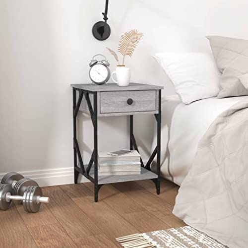 LVHUIDEH Nachttische 2er Set Grau Sonoma 40x42x60 cm Holzwerkstoff von LVHUIDEH