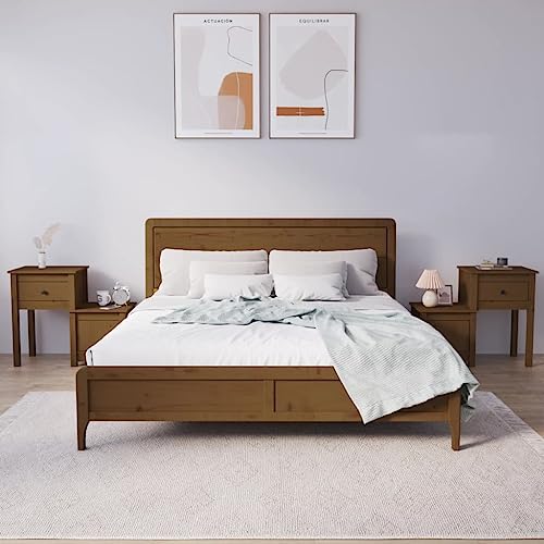 LVHUIDEH Nachttische 2er Set Honigbraun 79,5x38x65,5cm Massivholz Kiefer von LVHUIDEH