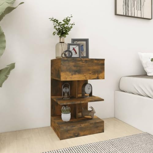 LVHUIDEH Nachttische 2er Set Räuchereiche 40x35x65 cm Holzwerkstoff von LVHUIDEH