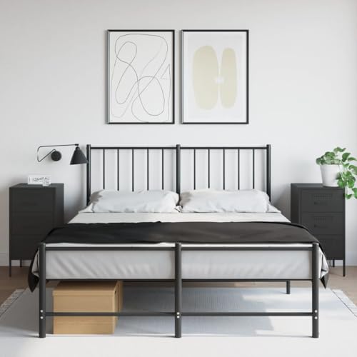 LVHUIDEH Nachttische 2er Set Schwarz 36x39x68 cm Kaltgewalzter Stahl von LVHUIDEH