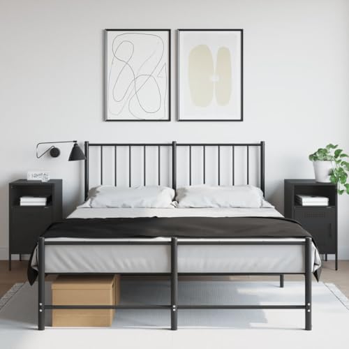 LVHUIDEH Nachttische 2er Set Schwarz 36x39x68 cm Kaltgewalzter Stahl von LVHUIDEH