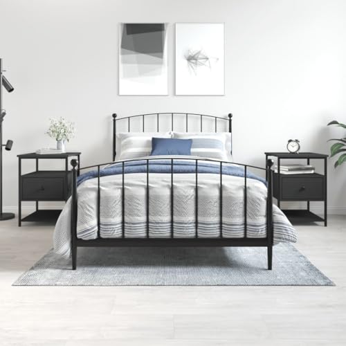 LVHUIDEH Nachttische 2er Set Schwarz 40x42x56 cm Holzwerkstoff von LVHUIDEH