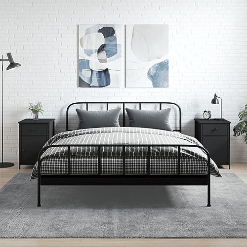 LVHUIDEH Nachttische 2er Set Schwarz 40x42x60 cm Holzwerkstoff von LVHUIDEH