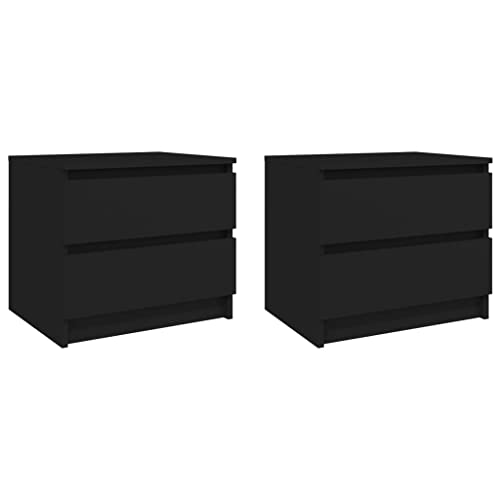 LVHUIDEH Nachttische 2er Set Schwarz 50x39x43,5 cm Holzwerkstoff von LVHUIDEH